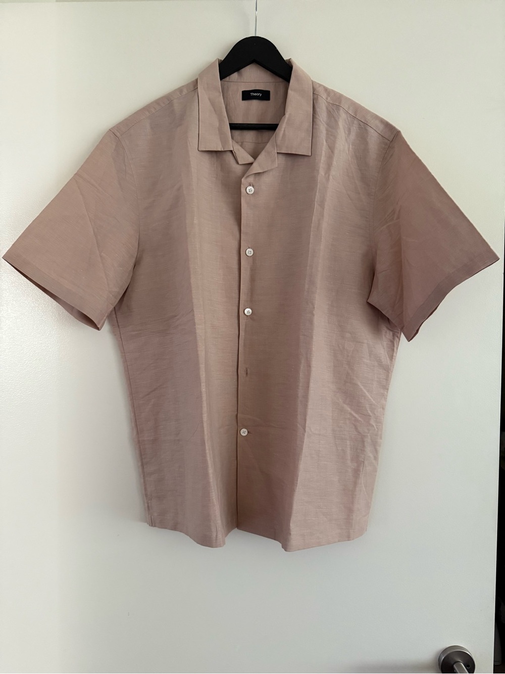 Theory Beige Short Sleeve Men's Shirt